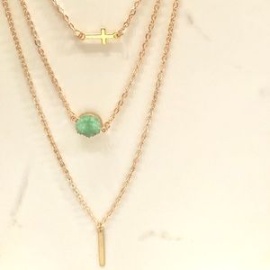 Triple layered gold cross necklace